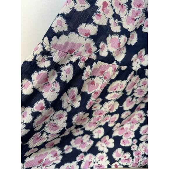 Abercrombie & Fitch Womens Floral Flowy Dress S Navy Pink White Elastic Waist Sm - Picture 13 of 16